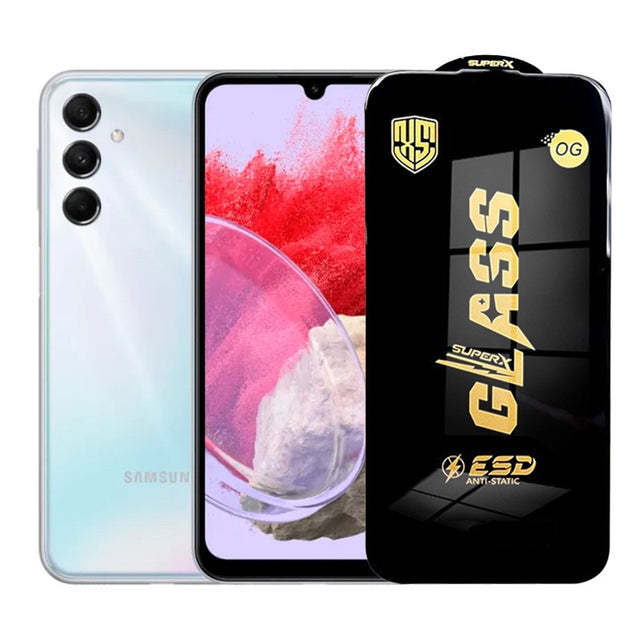 Folie sticlă securizată ESD pentru Samsung Galaxy M34, 0.35 mm, margini negre, vedere frontală
