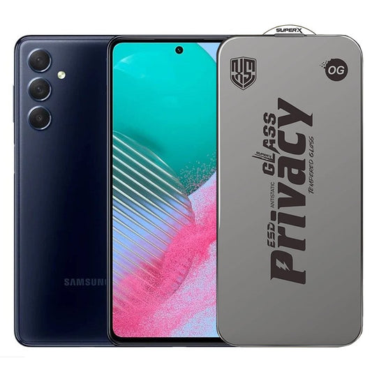 Folie de Protectie pentru Samsung Galaxy M54, Vivimall, Sticla Securizata ESD Antistatica, Super-X Privacy OG, Margini Negre, 0.30 mm, Transparent Inchis - vivimall.ro
