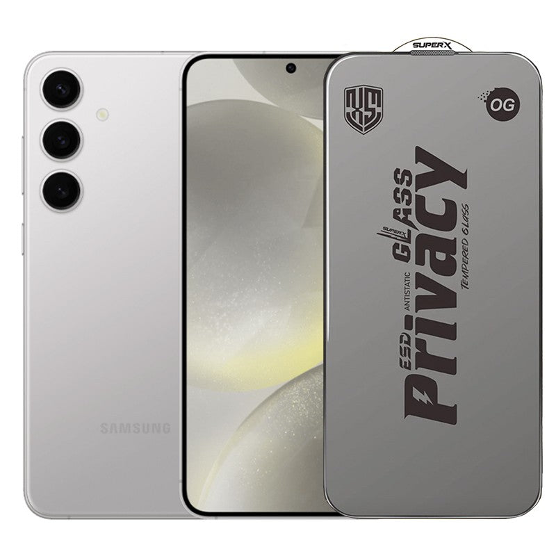 Folie sticlă securizată ESD Samsung Galaxy S24+, Super-X Privacy OG, 0.30 mm, margini negre – vedere frontală