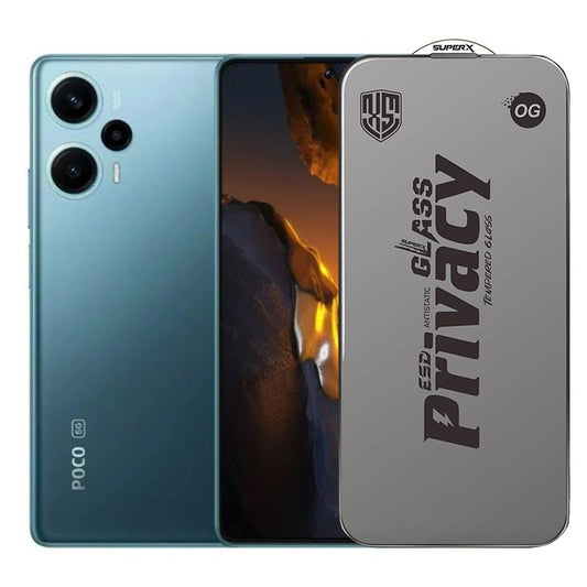 Folie de Protectie pentru Xiaomi Poco F5, Vivimall, Sticla Securizata ESD Antistatica, Super-X Privacy OG, Margini Negre, 0.30 mm, Transparent Inchis - vivimall.ro