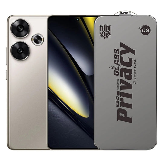 Folie de Protectie pentru Xiaomi Poco F6, Vivimall, Sticla Securizata ESD Antistatica, Super-X Privacy OG, Margini Negre, 0.30 mm, Transparent Inchis - vivimall.ro