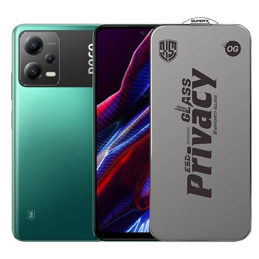 Folie de Protectie pentru Xiaomi Poco X5, Vivimall, Sticla Securizata ESD Antistatica, Super-X Privacy OG, Margini Negre, 0.30 mm, Transparent Inchis - vivimall.ro