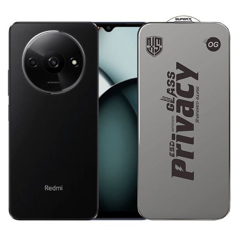 Folie sticlă securizată ESD Xiaomi Redmi A3x, Super-X Privacy OG, margini negre, 0.30 mm, vedere frontală