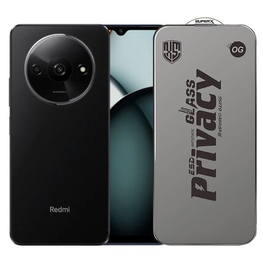 Folie de Protectie pentru Xiaomi Redmi A3x, Vivimall, Sticla Securizata ESD Antistatica, Super-X Privacy OG, Margini Negre, 0.30 mm, Transparent Inchis - vivimall.ro