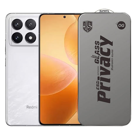 Folie sticlă securizată ESD Xiaomi Redmi K70 Pro, Super-X Privacy OG, margini negre, 0.30 mm – vedere frontală