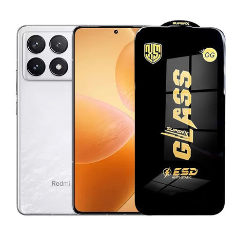 Folie protecție Xiaomi Redmi K70 Pro din sticlă securizată ESD, 0.35 mm, margini negre, vedere frontală