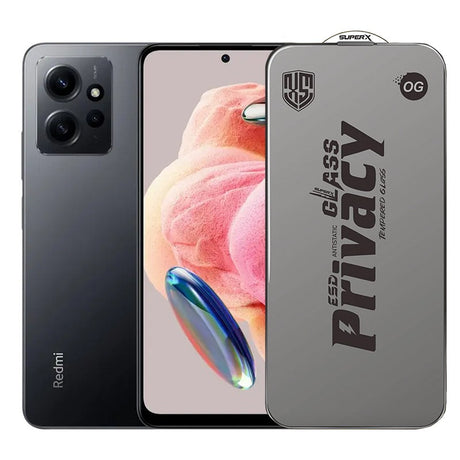 Folie sticlă securizată ESD antistatică Super-X Privacy OG pentru Xiaomi Redmi Note 12, vedere frontală