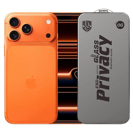 Folie de Protectie pentru Apple iPhone 17 Pro Max, Flippy, Sticla Securizata ESD Antistatica, Super-X Privacy OG, Margini Negre, 0.30 mm, Transparent Inchis - vivimall.ro