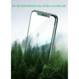 Folie de Sticla Securizata pentru Apple iPhone 15 Pro, Vivimall, Lumina Verde Anti-Blue Ray, Auto-Aplicare, Protectie Completa 9D, Verde - vivimall.ro