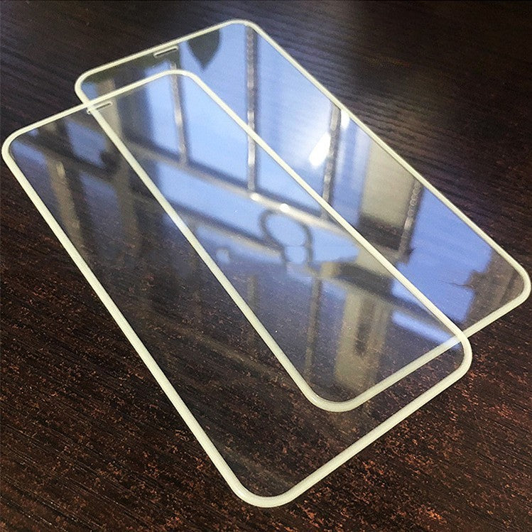 Folie sticlă 9H iPhone 15 Pro, stralucire fosforescenta neon in intuneric, unghi lateral stânga