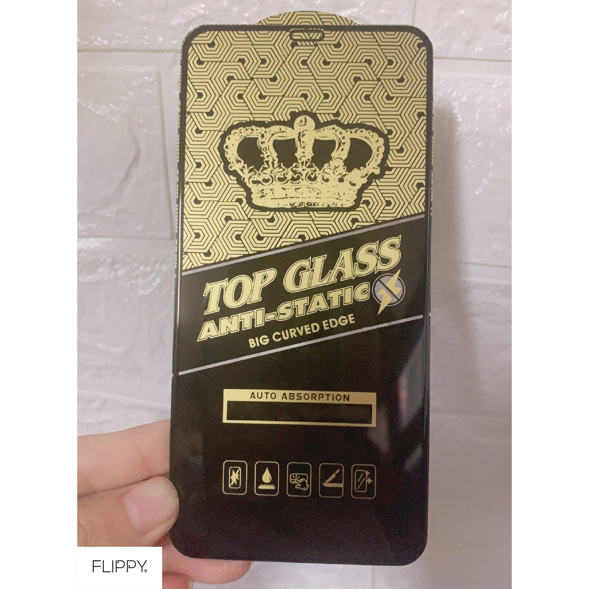 Folie ecran Flippy pentru iPhone 14 Plus/ iPhone 13 Pro Max, Sticla ESD, Top Glass, Anti-static, Negru - vivimall.ro
