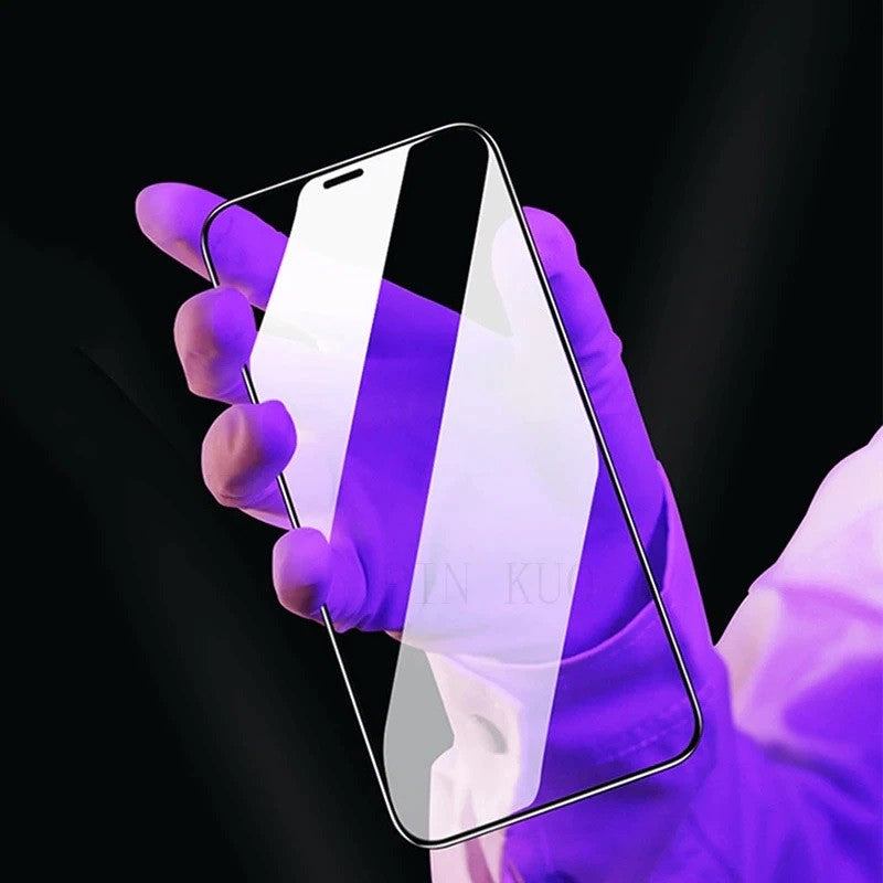 Folie ESD iPhone 13 văzută din spate, grosime 0,3 mm, sticlă securizată HD