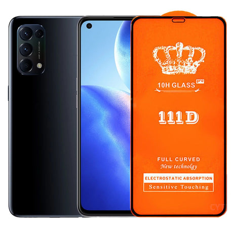 Folie Securizata pentru Oppo Reno 5, 5G, Flippy, Sticla de Protectie Compatibila cu Oppo Reno 5, 5G, Full Cover 111D, 10H GLASS, Margini Negre, Transparenta - vivimall.ro