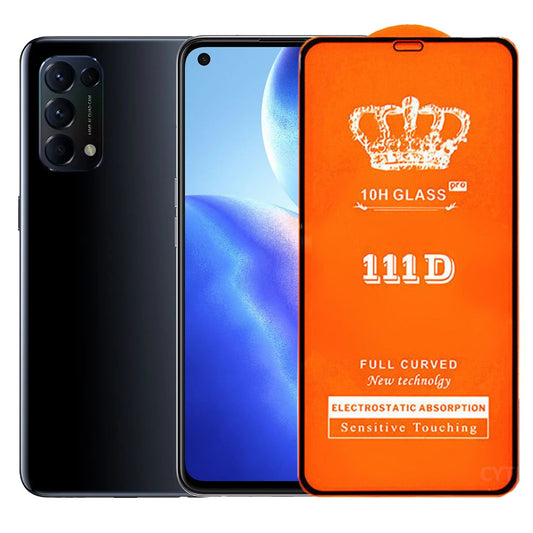 Folie Securizata pentru Oppo Reno 5, 5G, Vivimall, Sticla de Protectie Compatibila cu Oppo Reno 5, 5G, Full Cover 111D, 10H GLASS, Margini Negre, Transparenta - vivimall.ro
