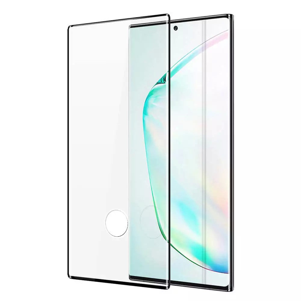 Folie Sticla Securizata Curbata Flippy pentru Samsung Galaxy Note 10 Plus, 9H, Transparenta HD, Lipici pe toata suprafata, Contur Negru - vivimall.ro