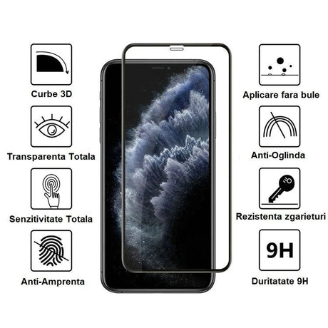 Folie Sticla Securizata Flippy compatibila cu Samsung S10, Full Glue, Curbata, Lipici margine, Negru - vivimall.ro