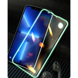 Folie Sticla Securizata Flippy,  Luminous, compatibila cu Apple iPhone 14 Pro Max, Margine fosforescenta verde - vivimall.ro