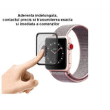 Folie Sticla pentru Apple Watch Series 2/3 38 mm adeziv pe margine Negru - vivimall.ro