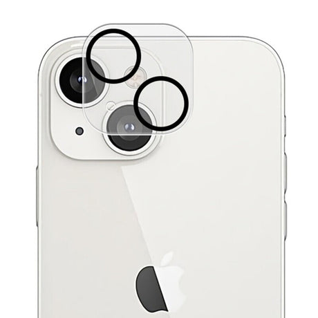 Folie sticlă cameră Apple iPhone 15 și 15 Plus, Full Glue, ramă neagră, vedere frontală
