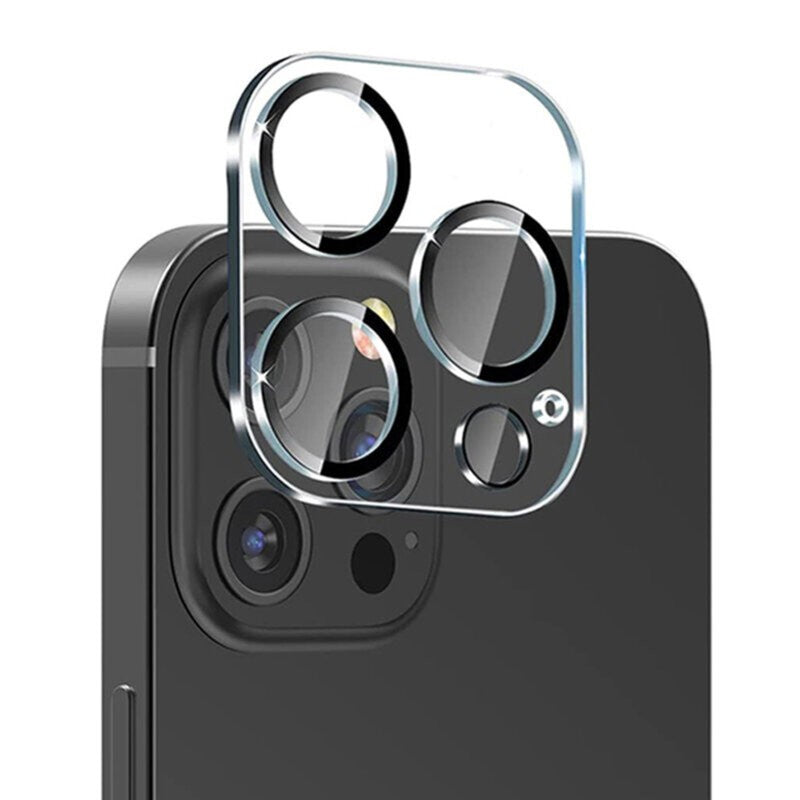 Aplicare folie sticlă cameră iPhone 15 Pro, montare fără bule de aer, unghi lateral