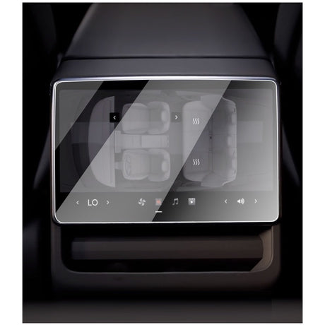 Detaliu margini 2.5D folie sticlă securizată Tesla Model Y, suprafață transparentă anti-amprentă