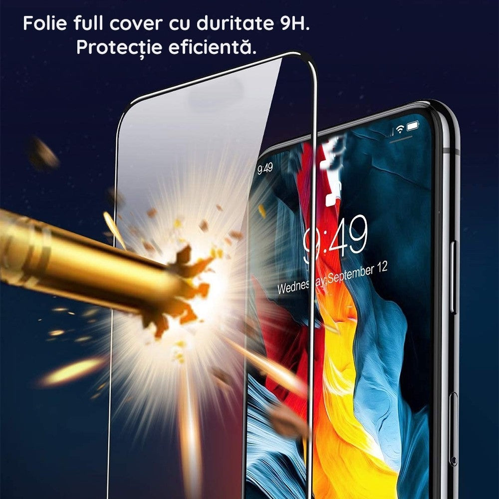 Folie Sticla Securizata Vivimall compatibil cu Oppo Reno 8 Pro 5G, Full Glue Negru - vivimall.ro