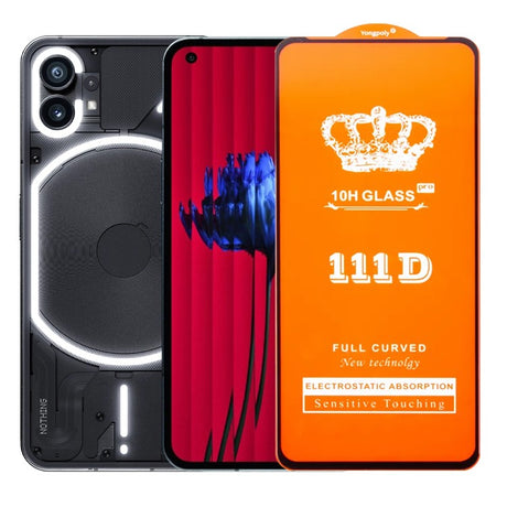 Folie sticlă securizată Nothing Phone 1, Full Cover 111D, rezistență 9H, margini negre, transparență 99%