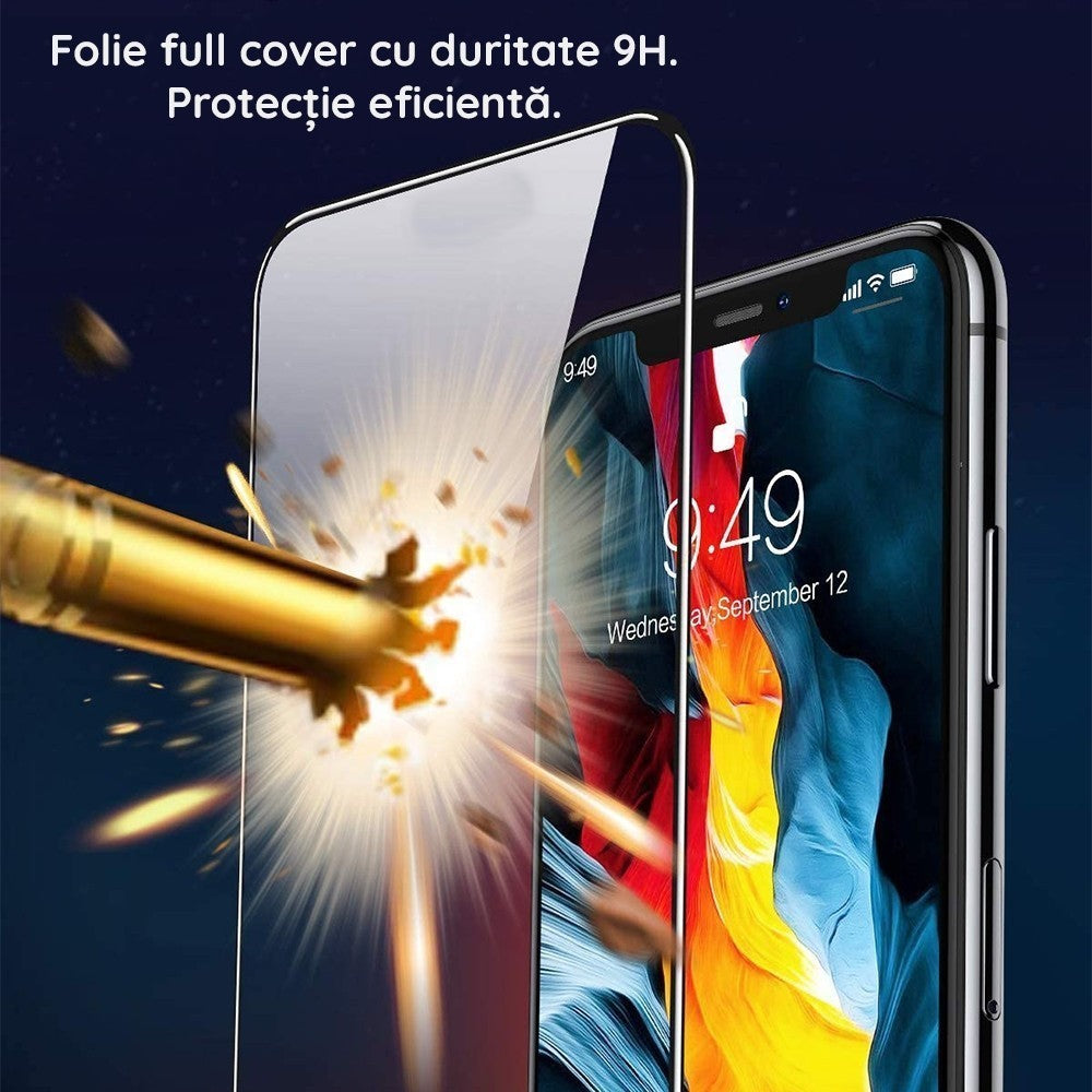 Folie Sticla Securizata, Vivimall, Compatibila cu Nothing Phone 2a, Full Glue, Margini Negre, Transparent - vivimall.ro