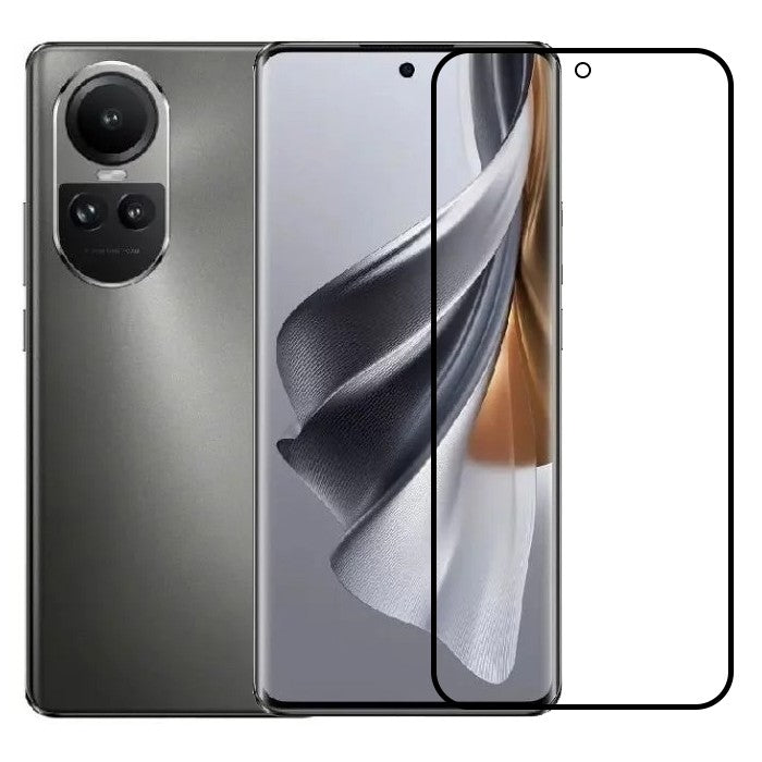 Folie Sticla Securizata, Vivimall, Compatibila cu Oppo Reno 10, Full Glue, Margini Negre, Transparent - vivimall.ro