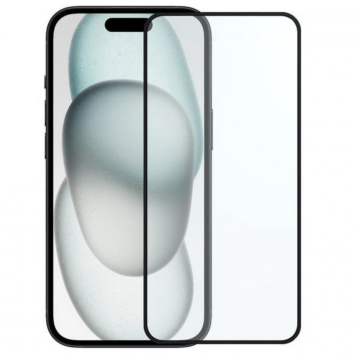 Folie sticlă securizată Full Glue pentru iPhone 16 Plus, margini negre, vedere frontală produs