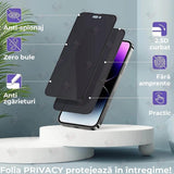 Folie Sticla Securizata, Vivimall, Pentru Apple iPhone 16 Pro Max, Privacy Classic, 2.5D, Confidentialitate 30°, Negru Transparent - vivimall.ro