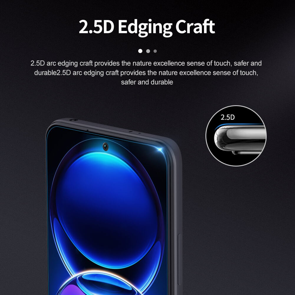 Folie sticlă 9H Redmi Note 13 4G aplicată pe ecran, transparență HD, vedere laterală