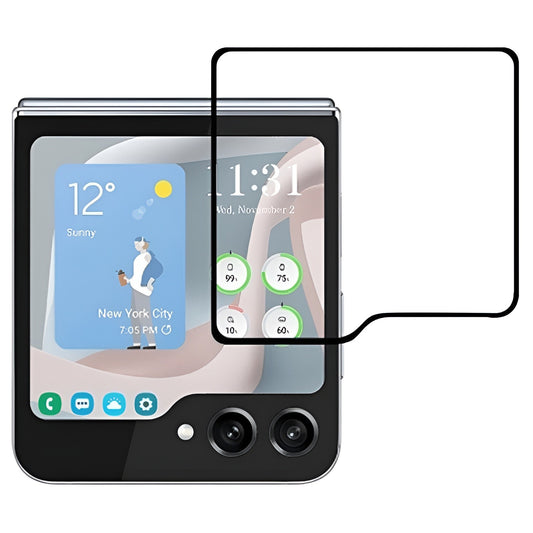 Folie Sticla Securizata, Flippy, Pentru Samsung Galaxy Z Flip 5, Full Glue, Margini Negre, Transparent - vivimall.ro