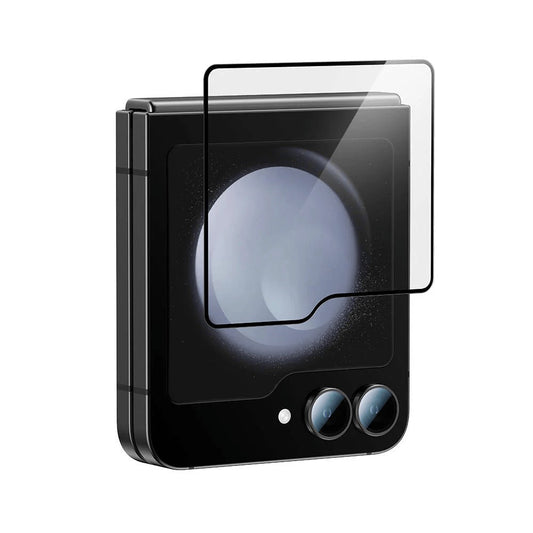 Folie Sticla Securizata, Vivimall, Pentru Samsung Galaxy Z Flip 6, Full Glue, Margini Negre, Transparent - vivimall.ro
