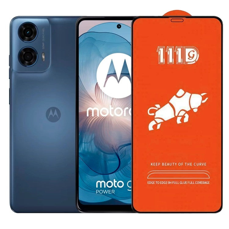 Folie sticlă securizată Motorola Moto G24, Full Cover 111D, margini negre, vedere frontală produs