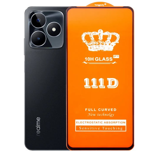 Folie Sticla Securizata pentru Realme C53, Vivimall, Sticla de Protectie Compatibila cu Realme C53, Full Cover 111D, HD, Margini Negre, Transparenta - vivimall.ro