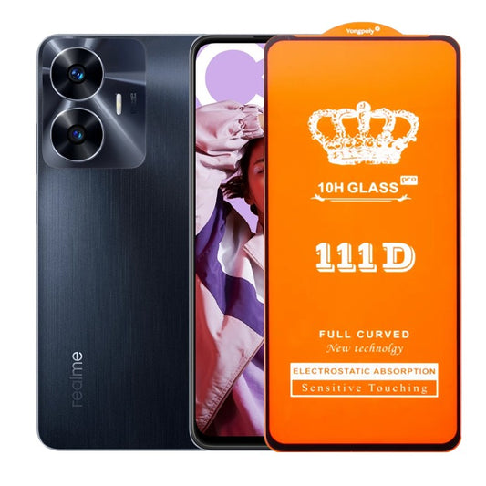 Folie Sticla Securizata pentru Realme C55, Vivimall, Sticla de Protectie Compatibila cu Realme C55, Full Cover 111D, HD, Margini Negre, Transparenta - vivimall.ro