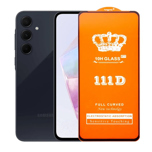 Folie Sticla Securizata pentru Samsung Galaxy A35 4G/5G, Vivimall, Sticla de Protectie Compatibila cu Samsung Galaxy A35 4G/5G, Full Cover 111D, HD, Margini Negre, Transparenta - vivimall.ro