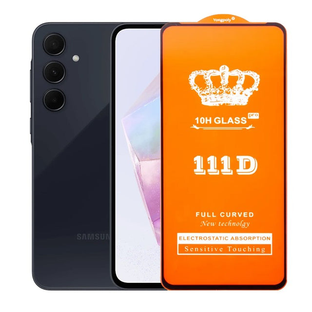 Folie Sticla Securizata pentru Samsung Galaxy A35 4G/5G, Flippy, Sticla de Protectie Compatibila cu Samsung Galaxy A35 4G/5G, Full Cover 111D, HD, Margini Negre, Transparenta - vivimall.ro