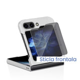 Folie sticlă securizată Samsung Galaxy Z Flip 6 aplicată pe telefon, perspectivă lifestyle