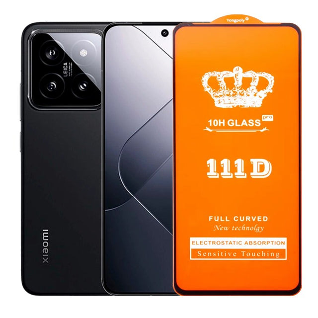 Folie Sticla Securizata pentru Xiaomi 14, Vivimall, Sticla de Protectie Compatibila cu Xiaomi 14, Full Cover 111D, HD, Margini Negre, Transparenta - vivimall.ro