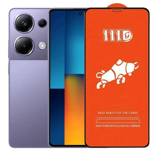 Folie Sticla Securizata pentru Xiaomi Mi Poco M6 Pro 4G, Vivimall, Sticla de Protectie Compatibila cu Xiaomi Mi Poco M6 Pro 4G, Full Cover 111D, HD, Margini Negre, Transparenta - vivimall.ro