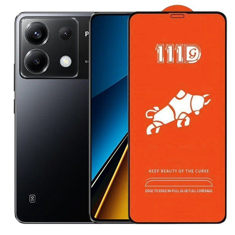 Folie sticlă securizată Xiaomi Poco X6, Full Cover 111D, margini negre, vedere frontală