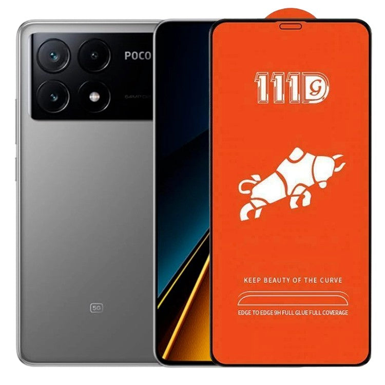 Folie Sticla Securizata pentru Xiaomi Mi Poco X6 Pro, Vivimall, Sticla de Protectie Compatibila cu Xiaomi Mi Poco X6 Pro, Full Cover 111D, HD, Margini Negre, Transparenta - vivimall.ro