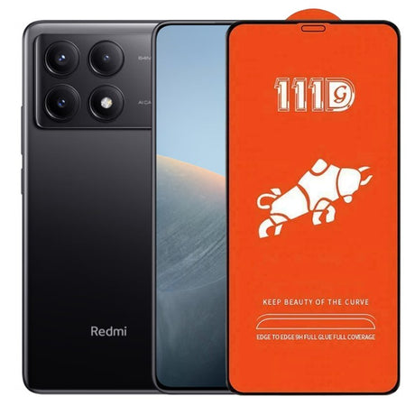 Folie sticlă securizată Xiaomi Redmi K70E, Full Cover 111D, margini negre — vedere frontală