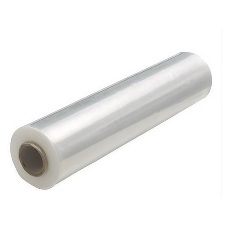 Detaliu folie stretch manuală transparentă 23 µm, tub carton 200g, lățime 500mm