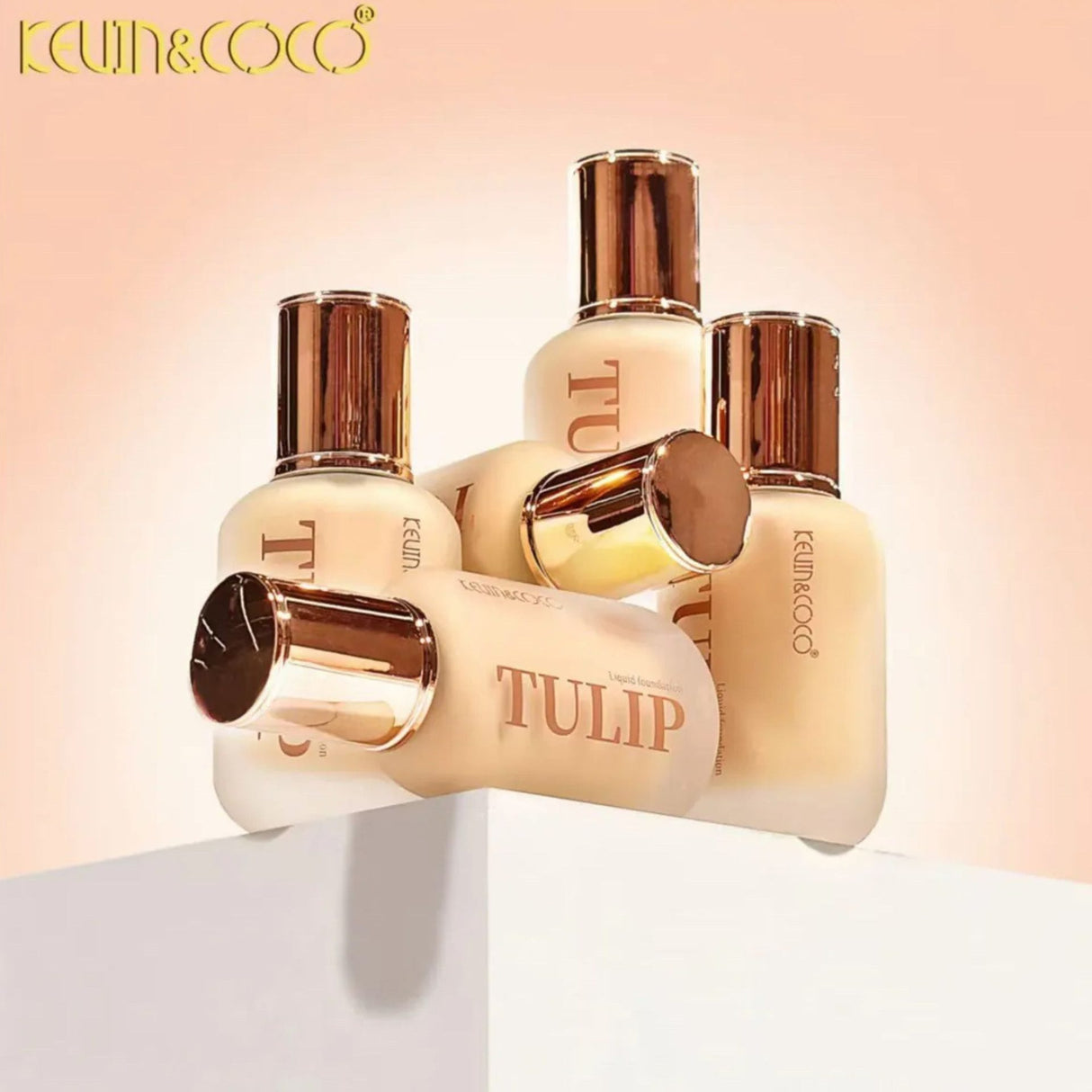 Fond de Ten, Kevin&Coco, Model Tulip, Textura Lichida, Acoperire Naturala, 38 ml, 5 x 3.7 x 10.7 cm, Nuanta 3, Warm Nude