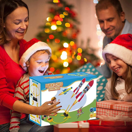 Jucarie pentru Copii, Vivimall, Lansator de Rachete cu Piciorul, Doua Lansatoare, 6 Rachete Fara Lumini, 45x18 cm, Galben - vivimall.ro