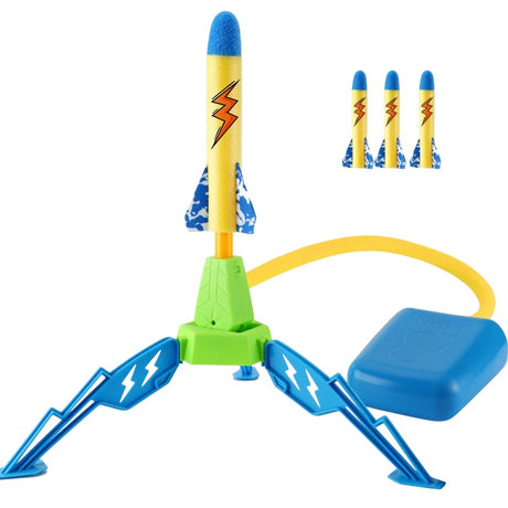 Jucarie Pentru Copii, Lansator De Rachete Cu Piciorul, Un Singur Lansator, 3 Rachete Cu Lumini, 40.5 Cm Inaltime, Multicolor - vivimall.ro