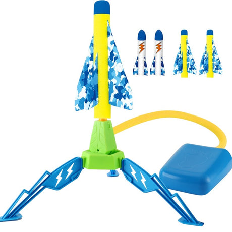 Jucarie Pentru Copii, Lansator De Rachete Cu Piciorul, Un Singur Lansator, 4 Rachete Fara Lumini, 40.5 Cm Inaltime, Multicolor - vivimall.ro